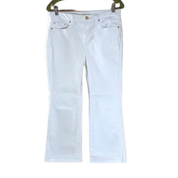 Women's Boot Cut / Flare Slit White Michael Kors Stretch Jeans Size: 8 - Picture 1 of 11